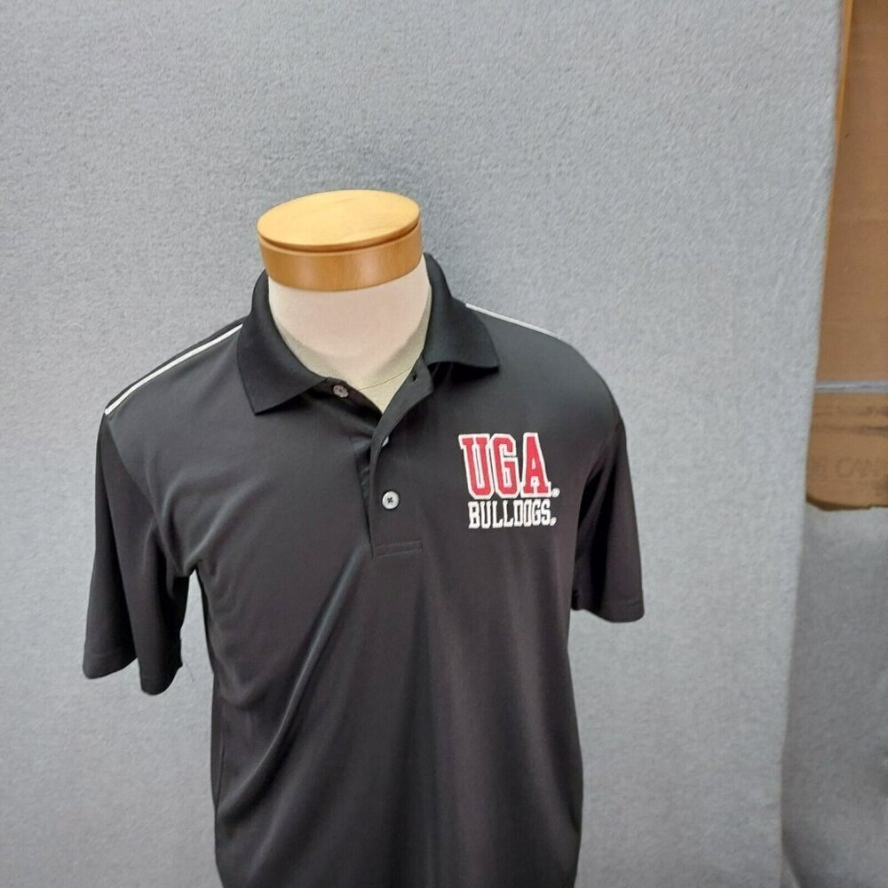 Men's Russell Black UGA Georgia Bulldogs Black Polo Polyester Size Medium 38-40